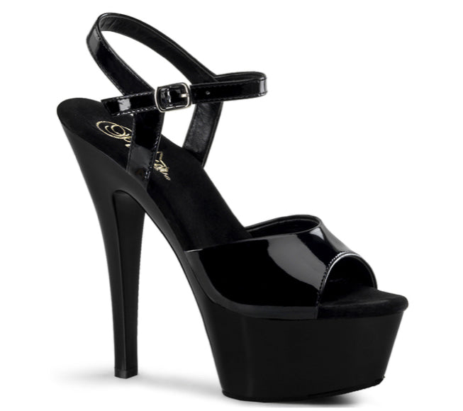 Black patent ankle strap sandal