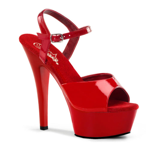 Red patent ankle strap sandal