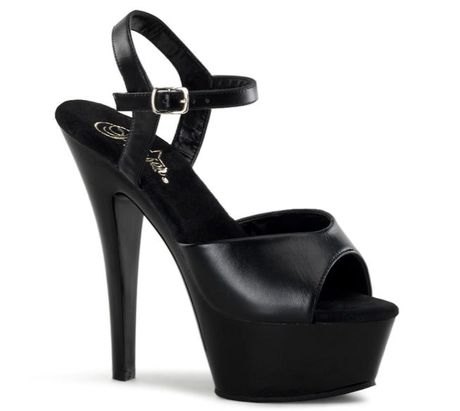 Black leather ankle strap sandal